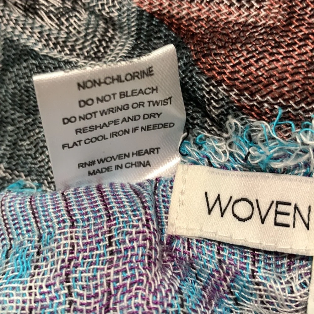 Woven Heart Multicolored Oversized Scarf/Wrap